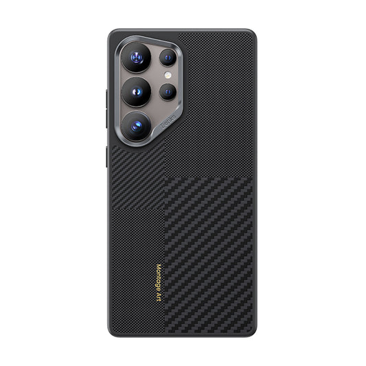 Galaxy S25 Ultra Kılıf M-safe Şarj Özellikli Karbon Fiber Benks Montage Hybrid ArmorPro Kevlar Kapak