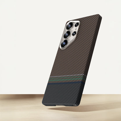 Galaxy S25 Ultra Kılıf M-safe Şarj Özellikli Karbon Fiber Tasarımlı Benks Prestige ArmorAir Kevlar Kapak Gold