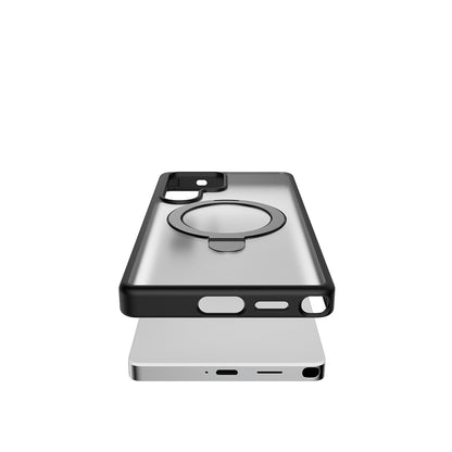 Galaxy S25 Ultra Kılıf M-safe Şarj Özellikli Raptic Air Stand Serisi Buzlu Transparan Tasarımlı Standlı Kapak Siyah