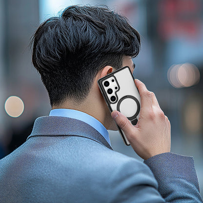 Galaxy S25 Ultra Kılıf M-safe Şarj Özellikli Raptic Air Stand Serisi Buzlu Transparan Tasarımlı Standlı Kapak Siyah