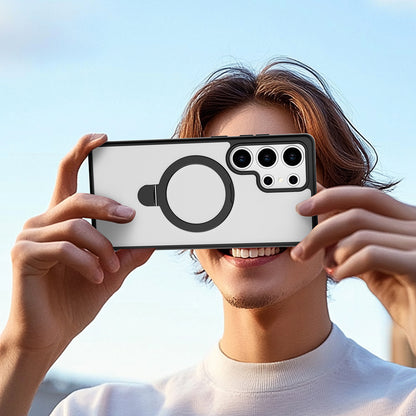 Galaxy S25 Ultra Kılıf M-safe Şarj Özellikli Raptic Air Stand Serisi Buzlu Transparan Tasarımlı Standlı Kapak Siyah