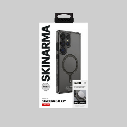 Galaxy S25 Ultra Kılıf M-safe Şarj Özellikli Şeffaf Airbag Tasarımlı Skinarma Saido Kapak Siyah