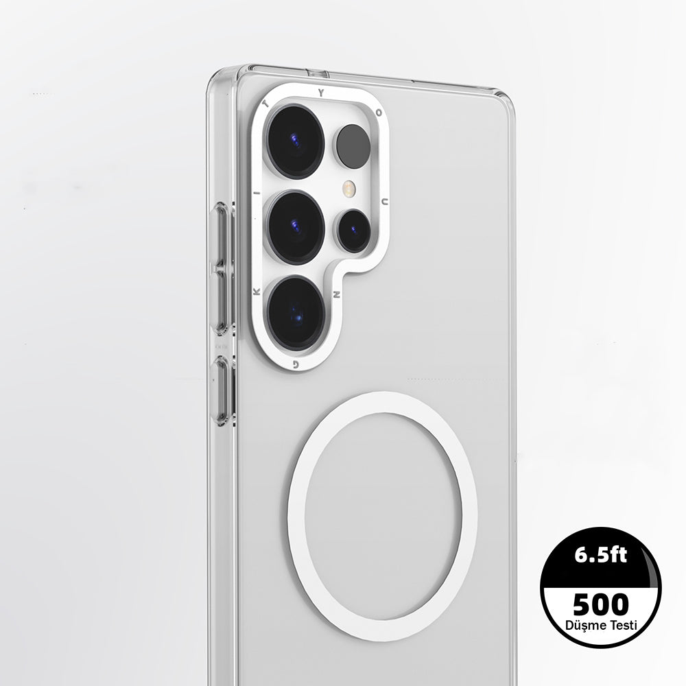 Galaxy S25 Ultra Kılıf M-safe Şarj Özellikli Şeffaf Youngkit Crystal Shield Serisi Kapak Siyah