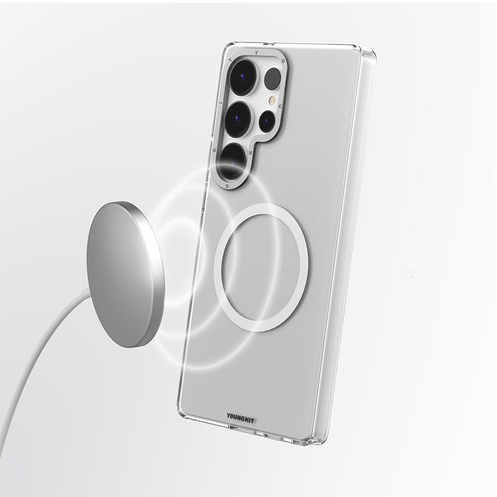 Galaxy S25 Ultra Kılıf M-safe Şarj Özellikli Şeffaf Youngkit Crystal Shield Serisi Kapak Şeffaf
