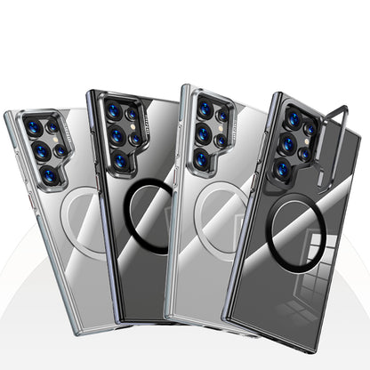 Galaxy S25 Ultra Kılıf M-safe Şarj Özellikli Wlons Standlı Efsane Kapak Gri