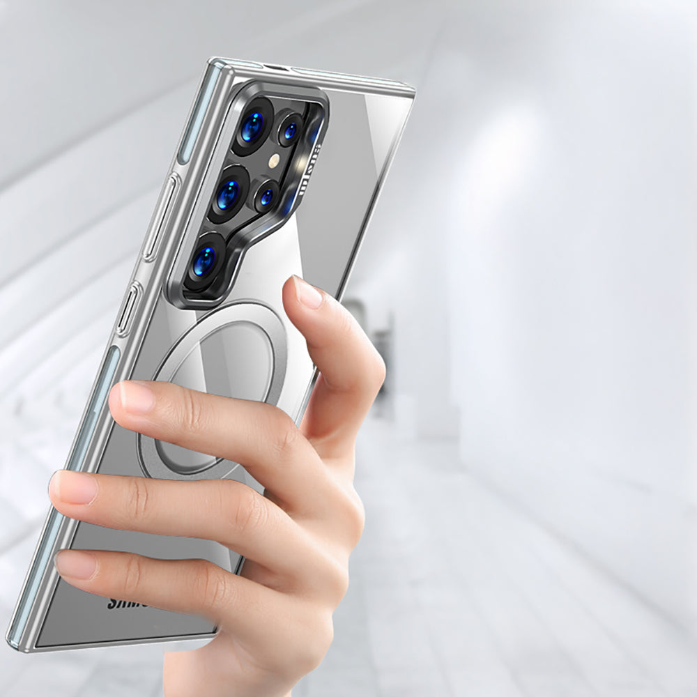 Galaxy S25 Ultra Kılıf M-safe Şarj Özellikli Wlons Standlı Efsane Kapak Gri