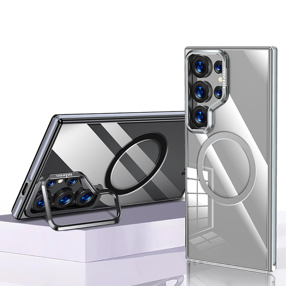 Galaxy S25 Ultra Kılıf M-safe Şarj Özellikli Wlons Standlı Efsane Kapak Siyah