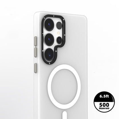 Galaxy S25 Ultra Kılıf M-safe Şarj Özellikli Youngkit Hidden Sand Serisi Kapak Beyaz