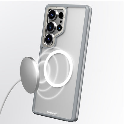 Galaxy S25 Ultra Kılıf M-safe Şarj Özellikli Youngkit Rock Sand Serisi Kapak Siyah