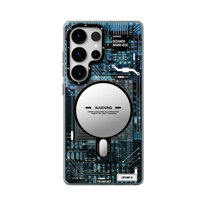 Galaxy S25 Ultra Kılıf M-safe Şarj Özellikli YoungKit Technology Serisi Kapak Siyah