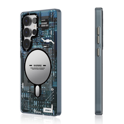 Galaxy S25 Ultra Kılıf M-safe Şarj Özellikli YoungKit Technology Serisi Kapak Mavi