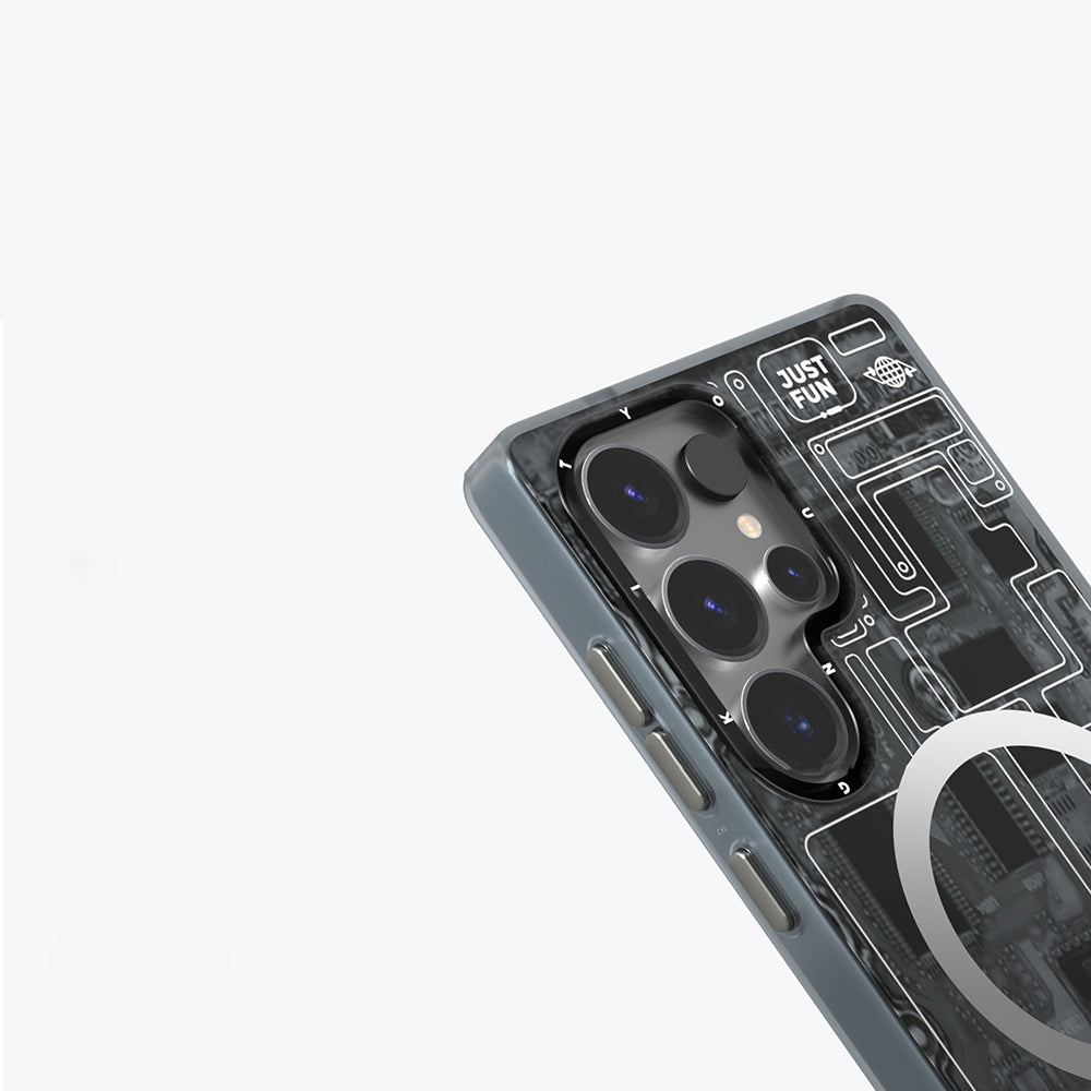 Galaxy S25 Ultra Kılıf M-safe Şarj Özellikli YoungKit Technology Serisi Kapak Mavi