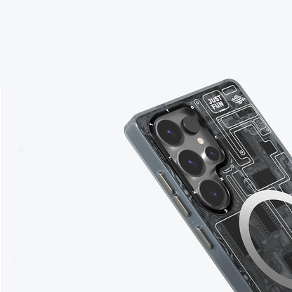 Galaxy S25 Ultra Kılıf M-safe Şarj Özellikli YoungKit Technology Serisi Kapak Mavi