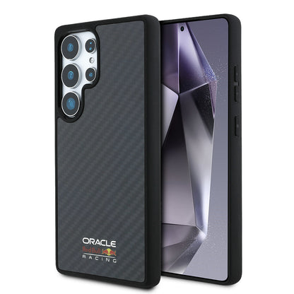Galaxy S25 Ultra Kılıf Redbull Orjinal Lisanslı M-safe Şarj Özellikli Karbon Fiber Tasarımlı Parlayan Logolu Kapak Siyah