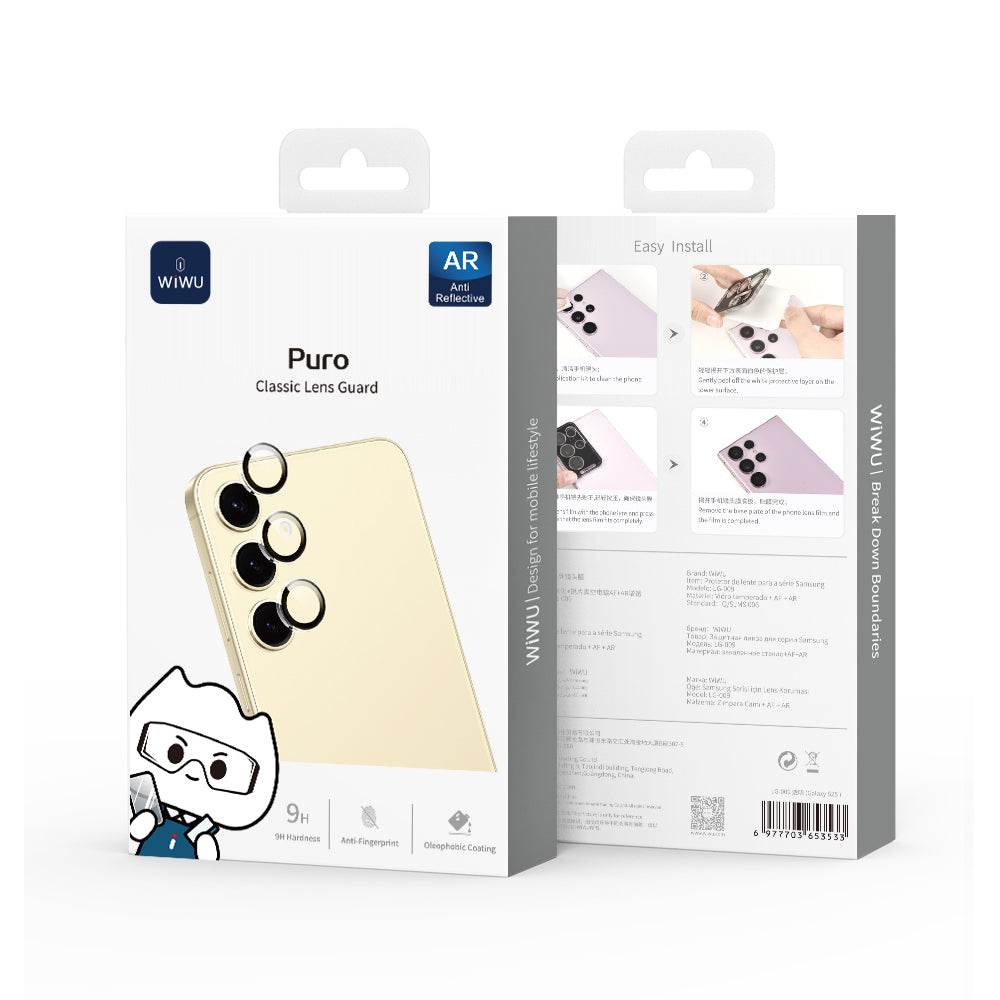 Galaxy S25 Wiwu LG-009 Lens Guard Oleofobik Anti Reflective Kamera Lens Koruyucu + Kolay Uygulama Aparatlı Şeffaf