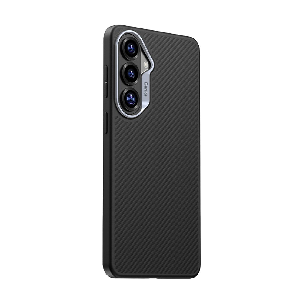 Galaxy S26 Kılıf Karbon Fiber M-safe Şarj Özellikli Benks Hybrid ArmorPro 600D Kevlar Kapak