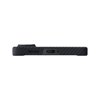 Galaxy S26 Kılıf M-safe Şarj Özellikli 600D Aramid Karbon Fiber Pitaka Edge Serisi Black-Grey Twill Kapak