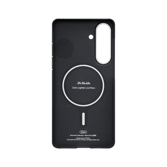 Galaxy S26 Kılıf M-safe Şarj Özellikli 600D Aramid Karbon Fiber Pitaka Edge Serisi Black-Grey Twill Kapak