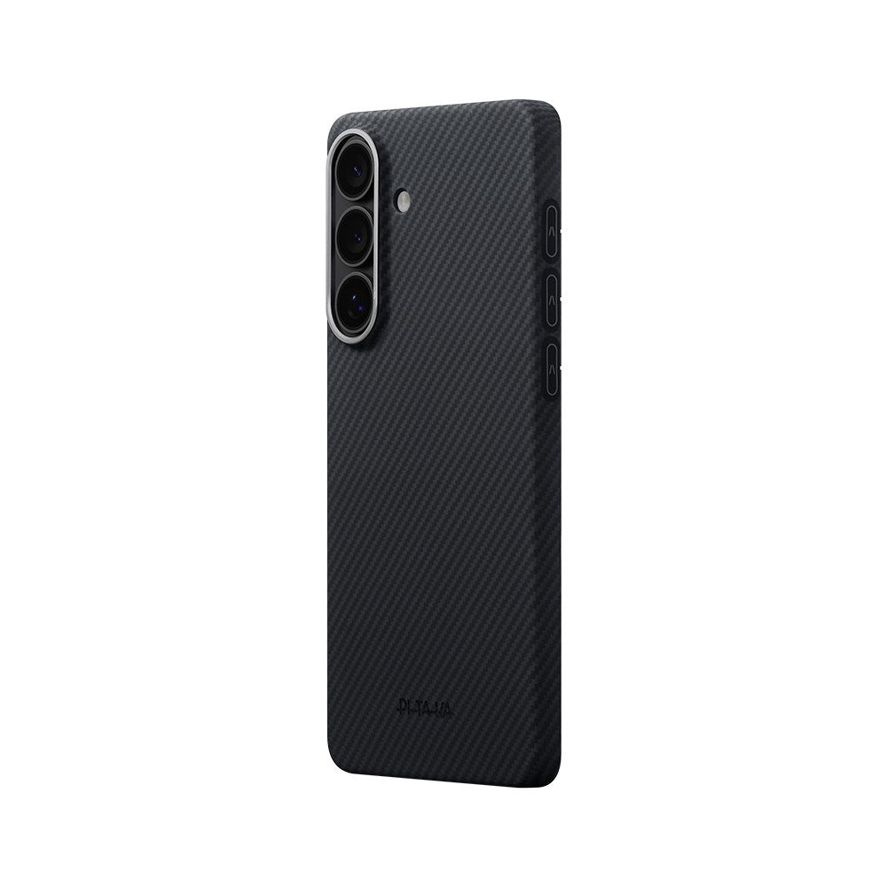 Galaxy S26 Kılıf M-safe Şarj Özellikli 600D Aramid Karbon Fiber Pitaka Edge Serisi Black-Grey Twill Kapak