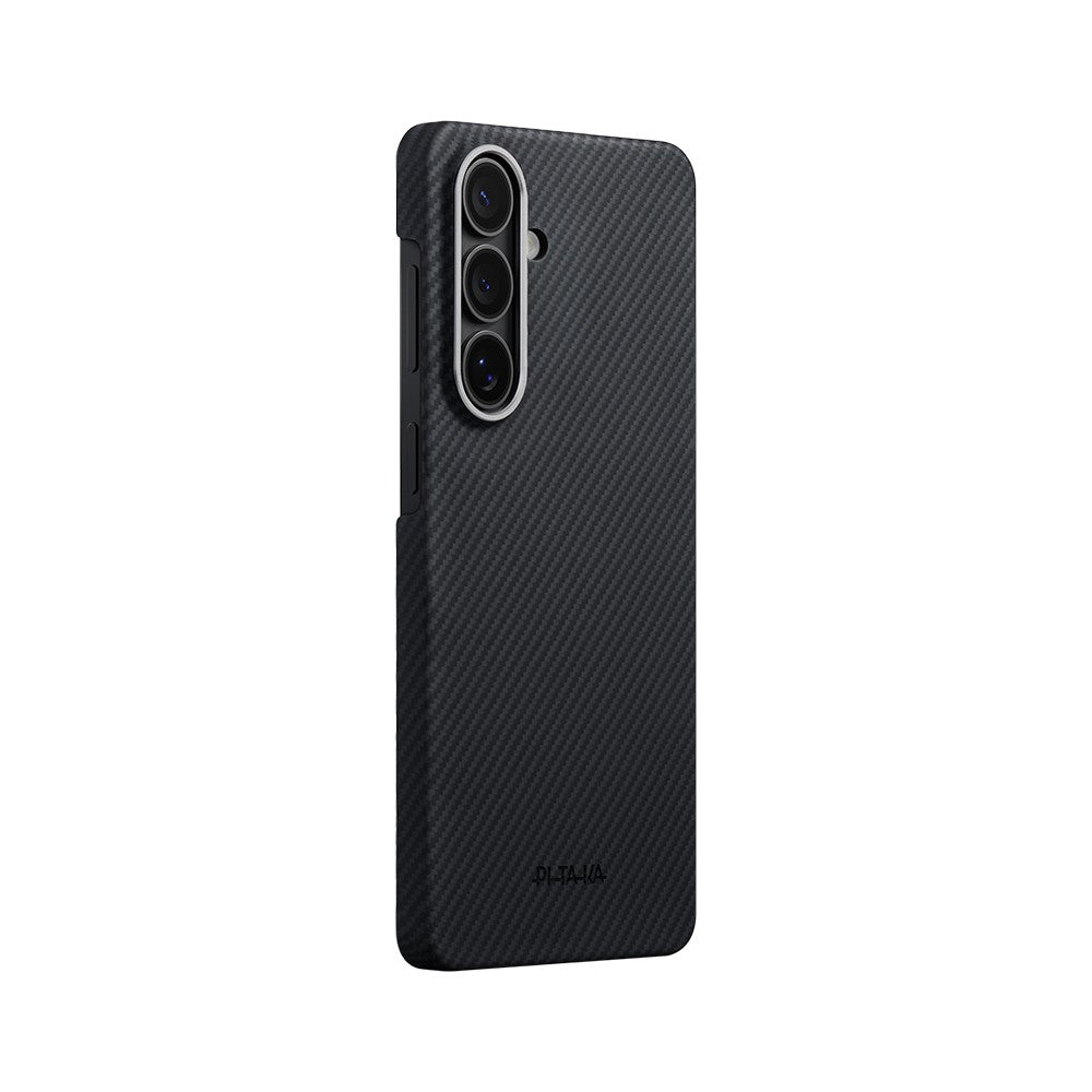 Galaxy S26 Kılıf M-safe Şarj Özellikli 600D Aramid Karbon Fiber Pitaka Edge Serisi Black-Grey Twill Kapak