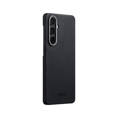 Galaxy S26 Kılıf M-safe Şarj Özellikli 600D Aramid Karbon Fiber Pitaka Edge Serisi Black-Grey Twill Kapak