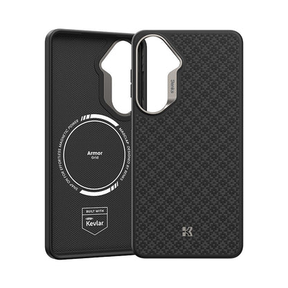 Galaxy S26 Kılıf M-Safe Şarj Özellikli Benks ArmorPro ArmorGrid Serisi Kevlar Karbon Kapak