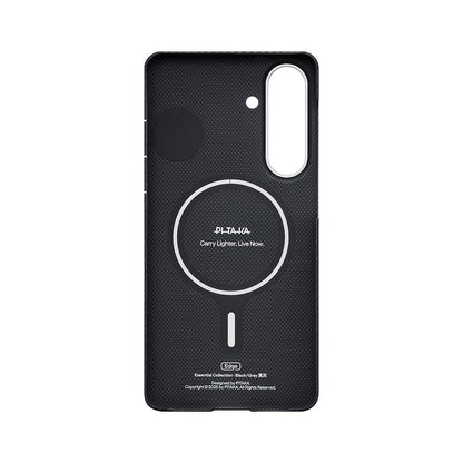 Galaxy S26 Plus Kılıf M-safe Şarj Özellikli 600D Aramid Karbon Fiber Pitaka Edge Serisi Black-Grey Twill Kapak