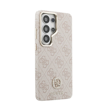 Galaxy S26 Ultra Kılıf Guess Orjinal Lisanslı M-safe Şarj Özellikli Gold Metal Kamera Çerçeveli Taşlı 4G Logolu Kapak