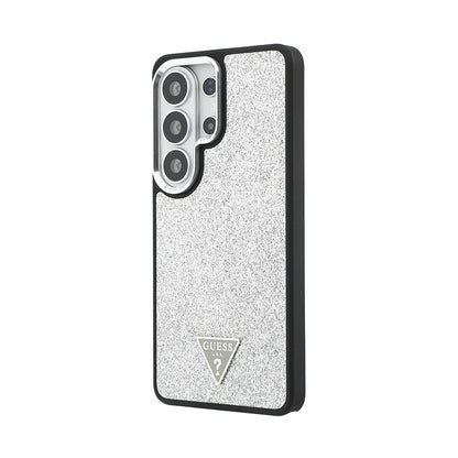 Galaxy S26 Ultra Kılıf Guess Orjinal Lisanslı M-safe Şarj Özellikli Metal Kamera Çerçeveli Üçgen Logolu Glitter Kapak