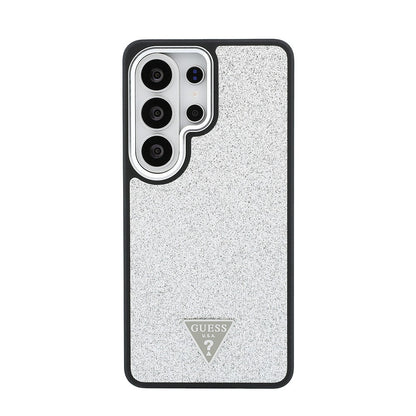 Galaxy S26 Ultra Kılıf Guess Orjinal Lisanslı M-safe Şarj Özellikli Metal Kamera Çerçeveli Üçgen Logolu Glitter Kapak