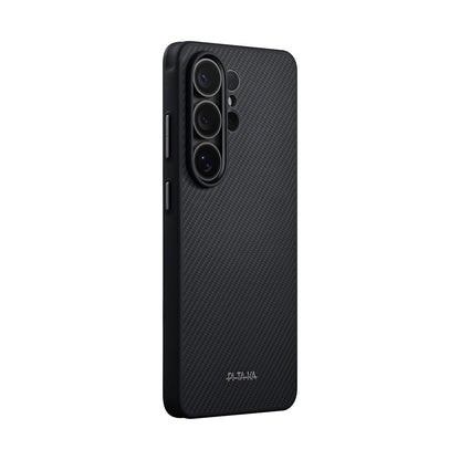 Galaxy S26 Ultra Kılıf M-safe Şarj Özellikli 600D Aramid Karbon Fiber Pitaka Cairn Serisi Black-Grey Twill Kapak