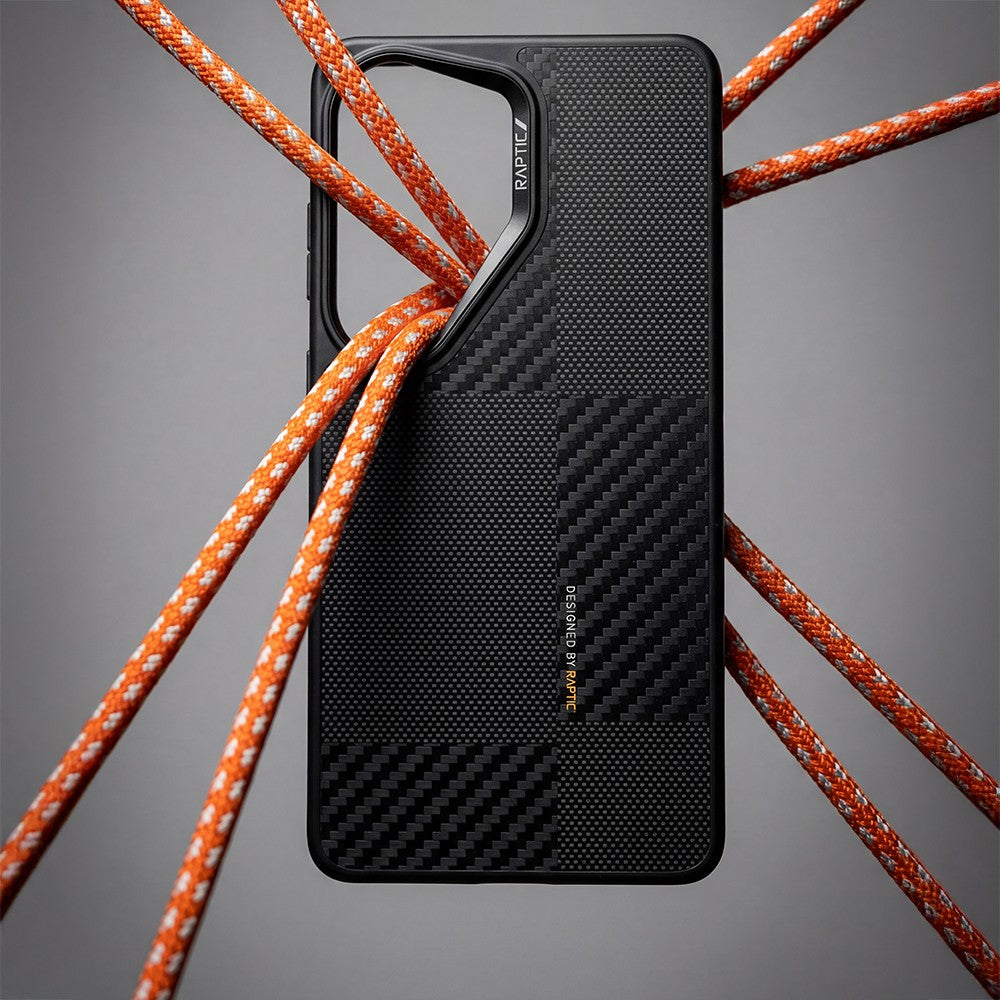 Galaxy S26 Ultra Kılıf M-safe Şarj Özellikli 600D Metal Kamera Çerçeveli Raptic Aramid Dual Serisi Karbon Kapak