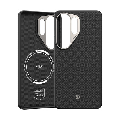Galaxy S26 Ultra Kılıf M-Safe Şarj Özellikli Benks ArmorPro ArmorGrid Serisi Kevlar Karbon Kapak