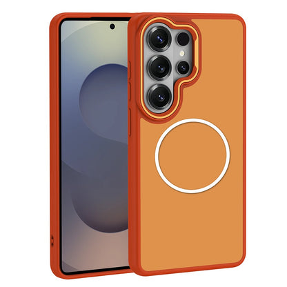 Galaxy S26 Ultra Kılıf M-Safe Şarj Özellikli Metal Kamera Çerçeveli Zore Sanremo Silikon Kapak