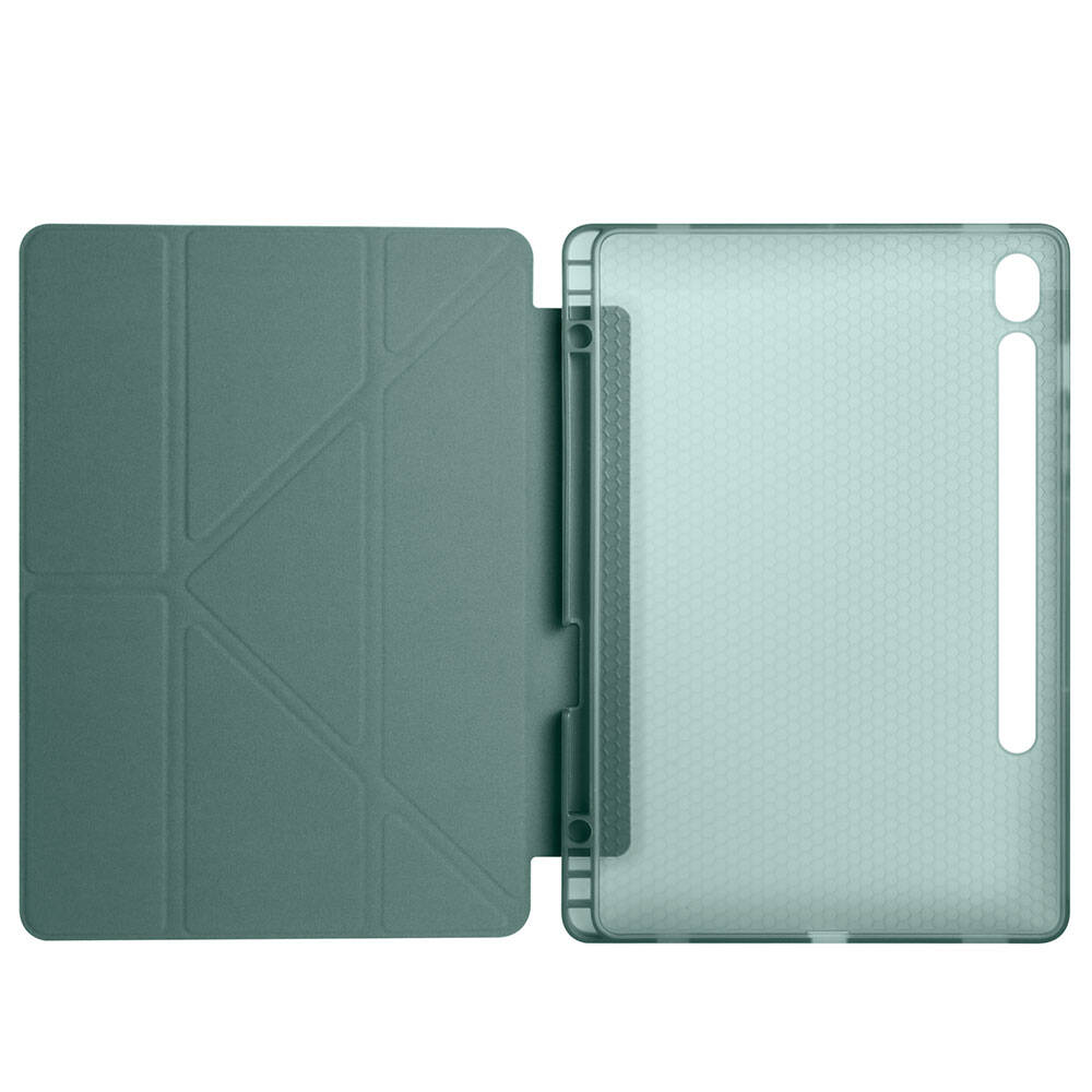 Galaxy Tab S10 Lite Kılıf Zore Tri Folding Kalem Bölmeli Standlı Kılıf Rose Gold