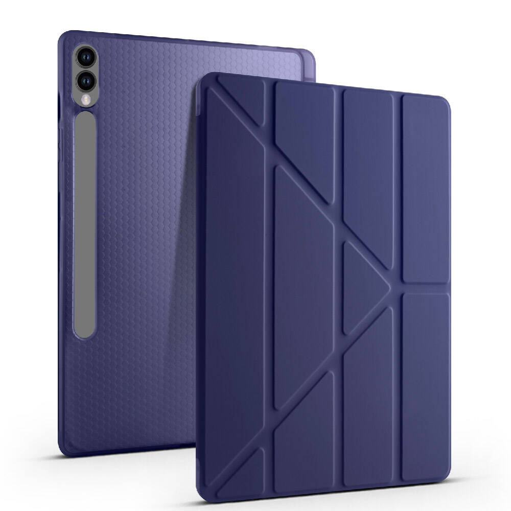 Galaxy Tab S10 Plus Kılıf Zore Tri Folding Kalem Bölmeli Standlı Kılıf Mavi