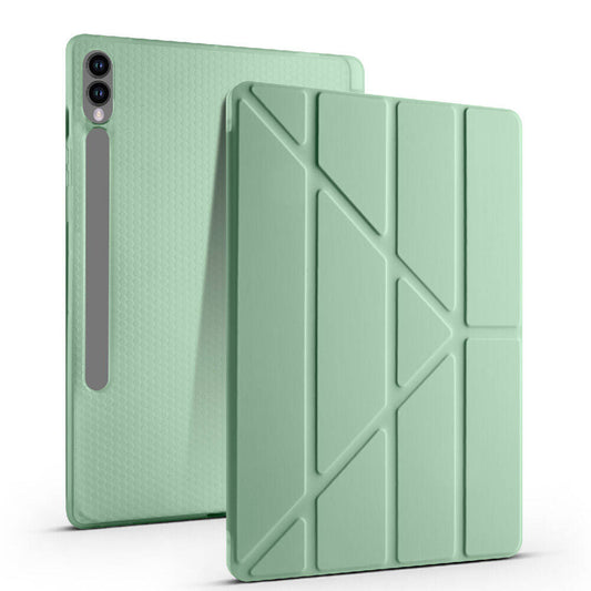 Galaxy Tab S10 Plus Kılıf Zore Tri Folding Kalem Bölmeli Standlı Kılıf Koyu Yeşil