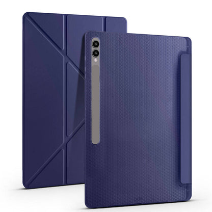 Galaxy Tab S10 Ultra Kılıf Zore Tri Folding Kalem Bölmeli Standlı Kılıf Lacivert