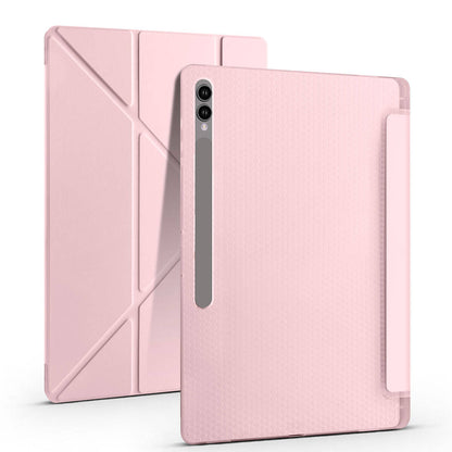 Galaxy Tab S10 Ultra Kılıf Zore Tri Folding Kalem Bölmeli Standlı Kılıf Rose Gold