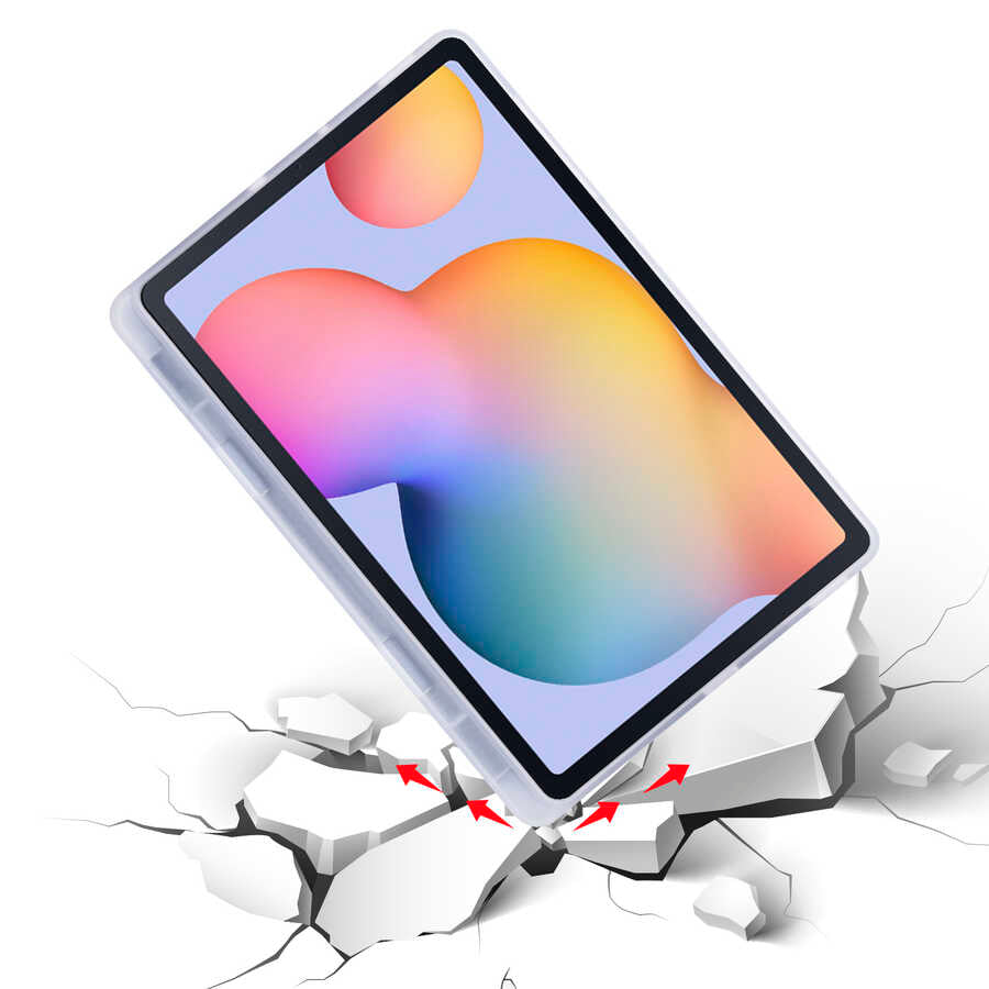 Galaxy Tab S6 Lite P610 Kılıf Zore Tri Folding Kalem Bölmeli Standlı Kılıf Siyah