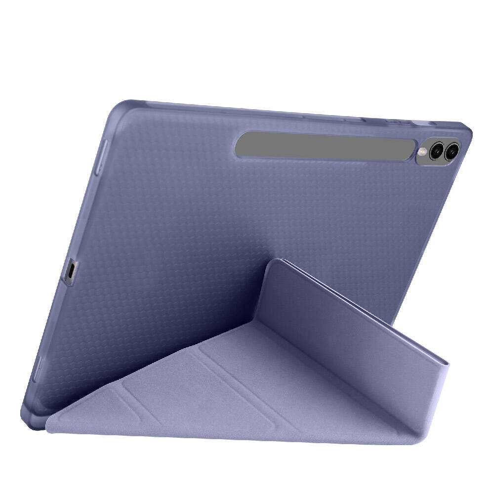 Galaxy Tab S9 FE Plus Kılıf Zore Tri Folding Kalem Bölmeli Standlı Kılıf Mor