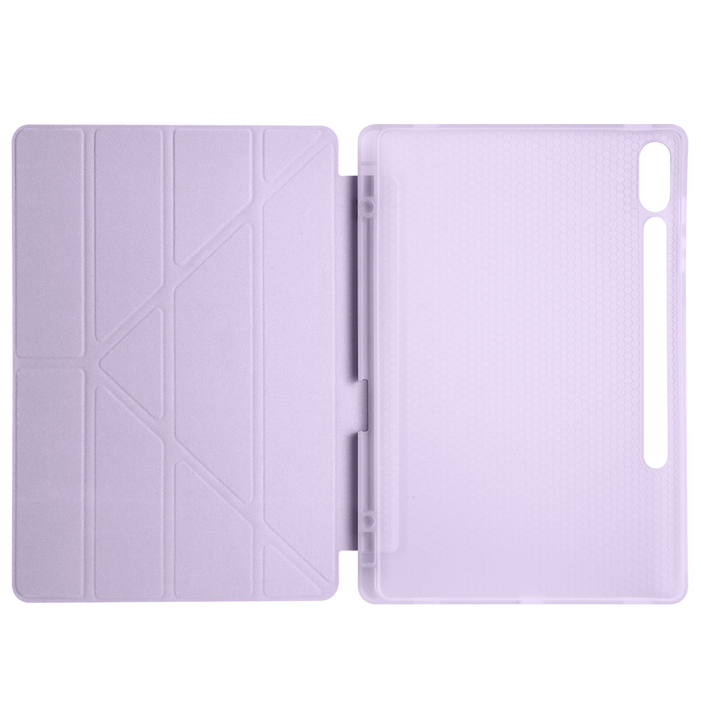 Galaxy Tab S9 FE Plus Kılıf Zore Tri Folding Kalem Bölmeli Standlı Kılıf Mor