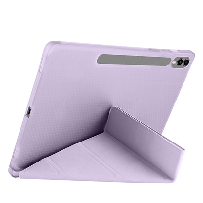 Galaxy Tab S9 FE Plus Kılıf Zore Tri Folding Kalem Bölmeli Standlı Kılıf Gri