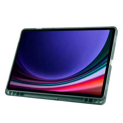 Galaxy Tab S9 Kılıf Zore Tri Folding Kalem Bölmeli Standlı Kılıf Mavi