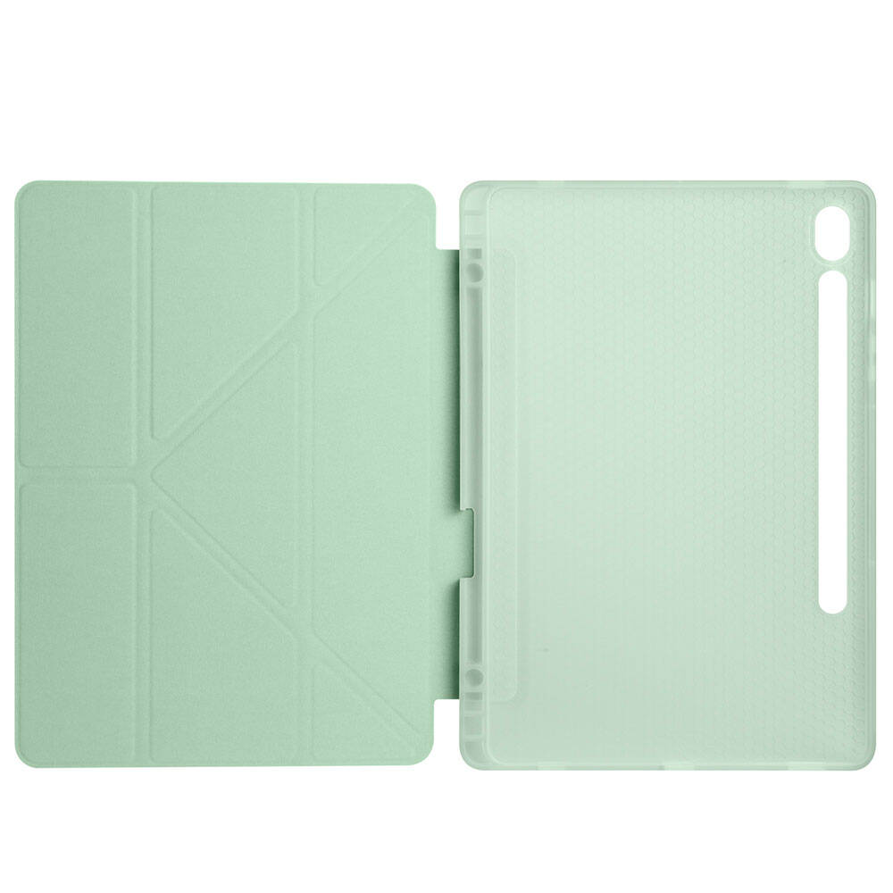 Galaxy Tab S9 Kılıf Zore Tri Folding Kalem Bölmeli Standlı Kılıf Rose Gold