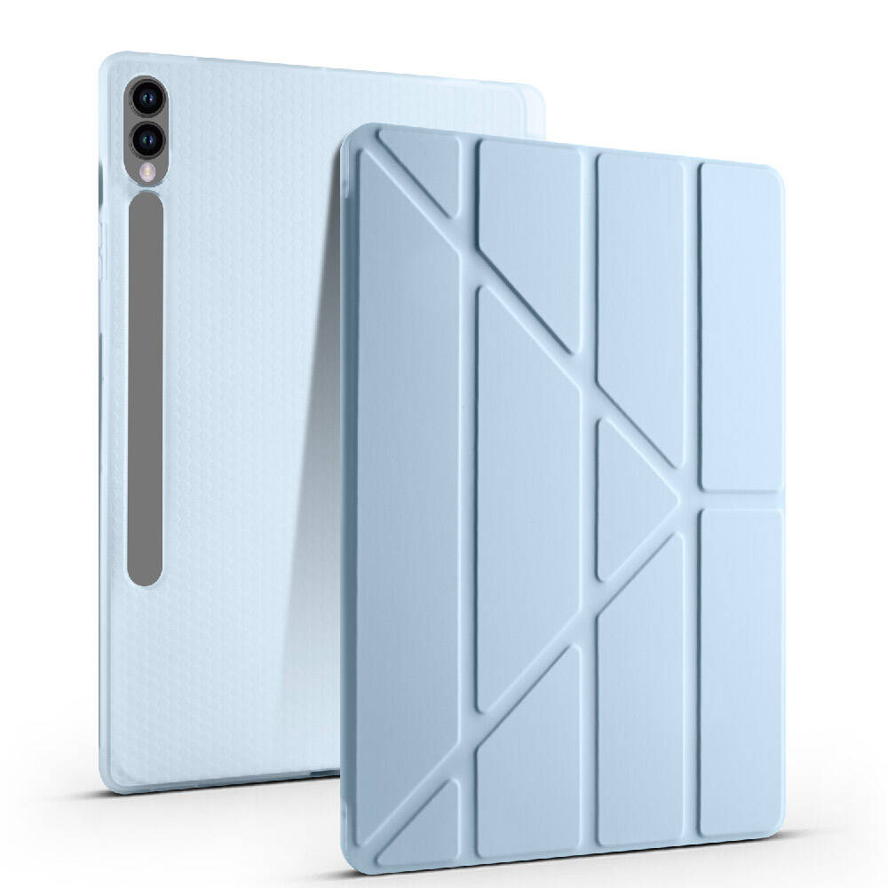 Galaxy Tab S9 Plus Kılıf Zore Tri Folding Kalem Bölmeli Standlı Kılıf Lacivert