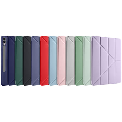 Galaxy Tab S9 Plus Kılıf Zore Tri Folding Kalem Bölmeli Standlı Kılıf Mavi