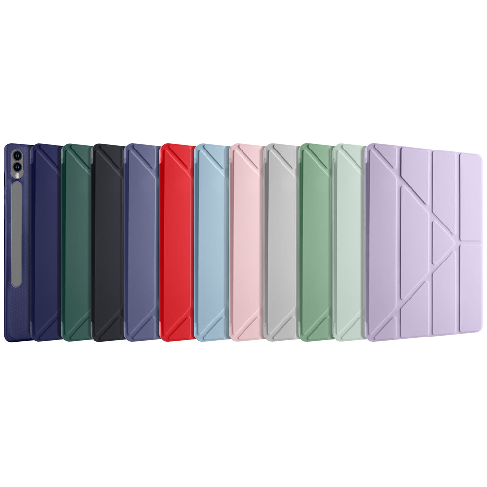 Galaxy Tab S9 Plus Kılıf Zore Tri Folding Kalem Bölmeli Standlı Kılıf Açık Yeşil