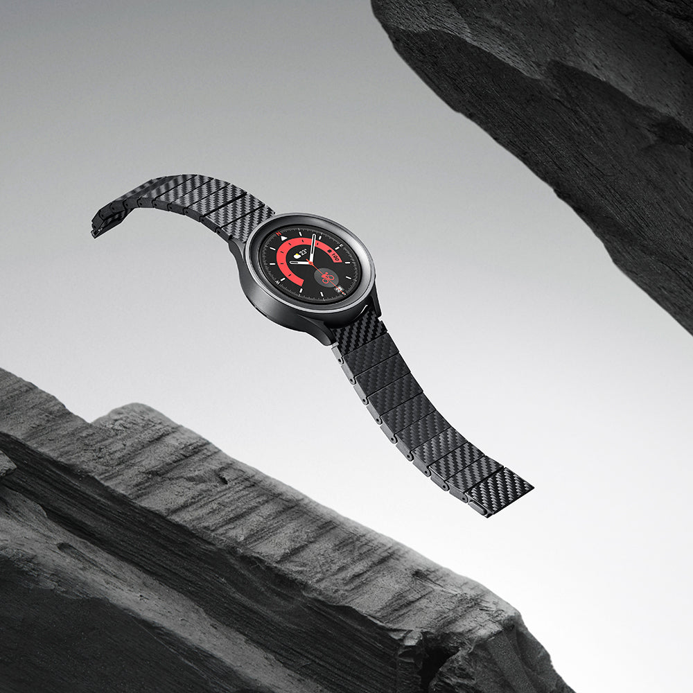 Galaxy Watch 4 44mm Karbon Fiber Pitaka Modern Serisi Black-Grey Twill Kordon Siyah-Gri