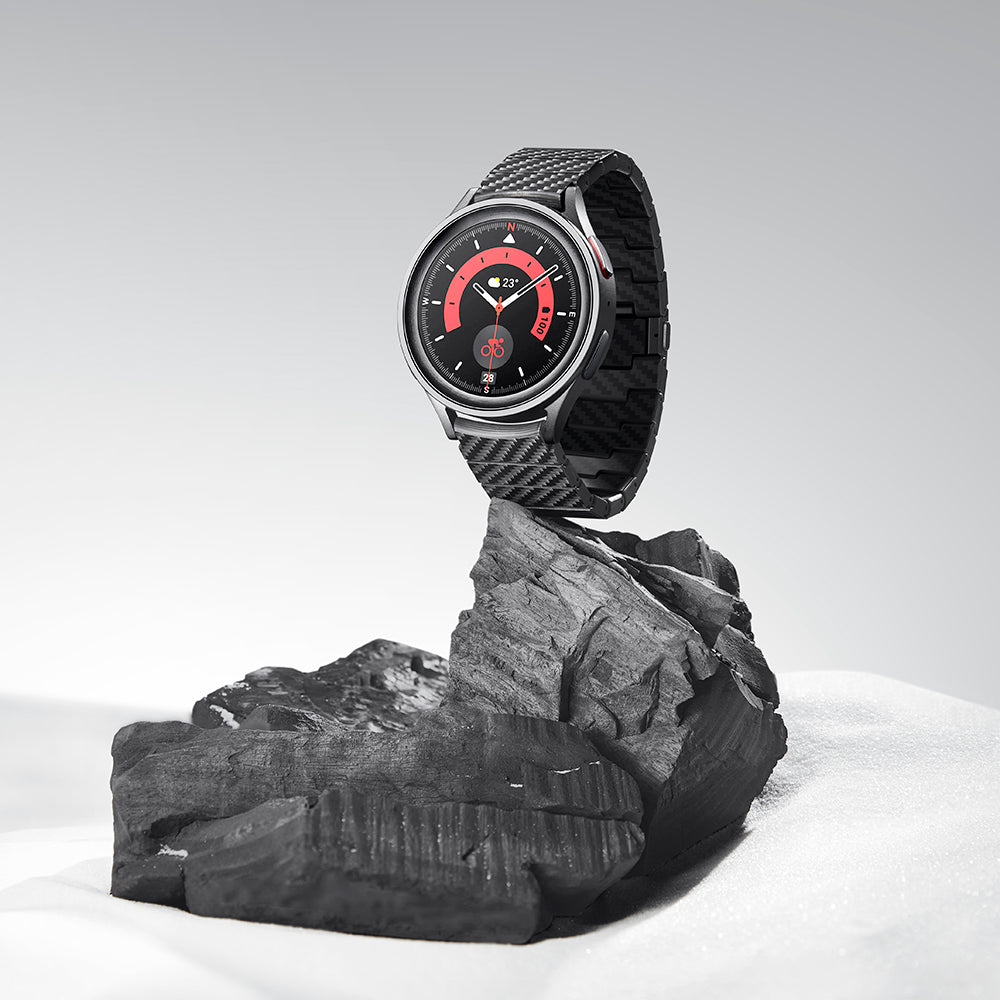 Galaxy Watch 5 44mm Karbon Fiber Pitaka Modern Serisi Black-Grey Twill Kordon Siyah-Gri